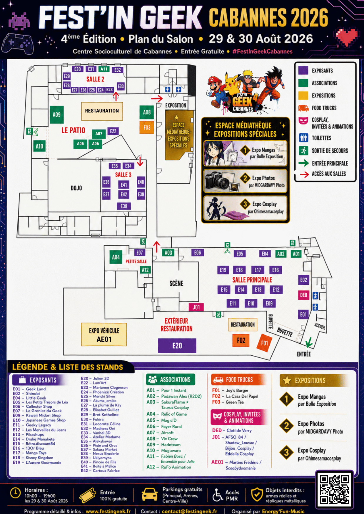 Plan du Salon Fest'in Geek Cabannes 2026